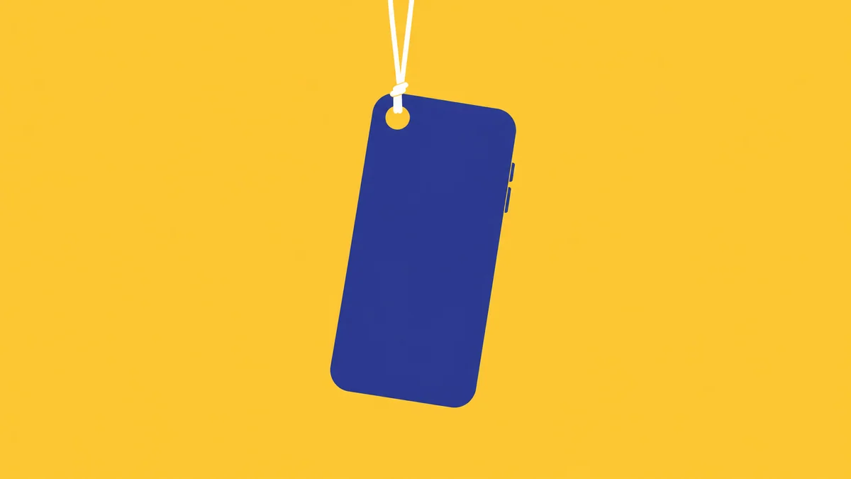 Illustration of a price tag shaped like a phone